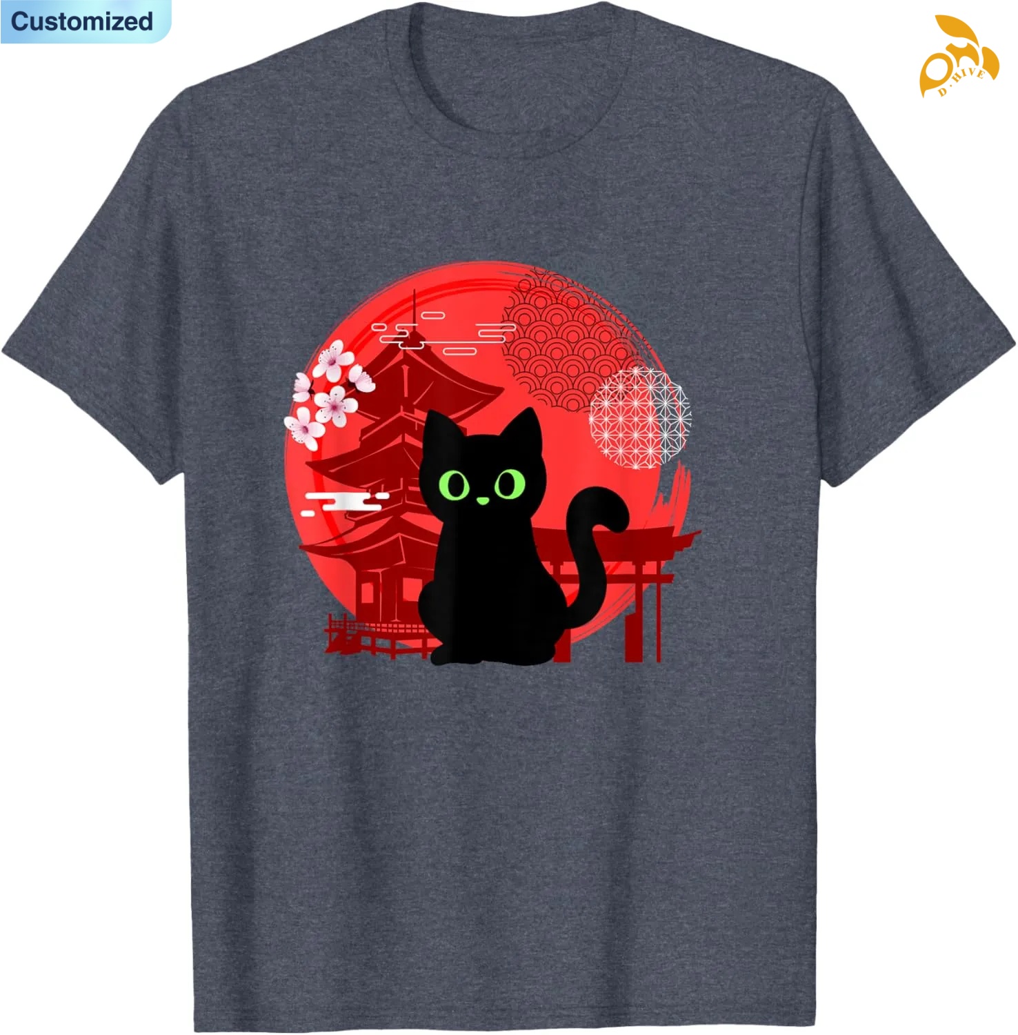 Free shipping for Men's T-Shirts Japanese Cat Silhouette Flower Kitten Anime Lover Cat high quality many code number options attractive popular