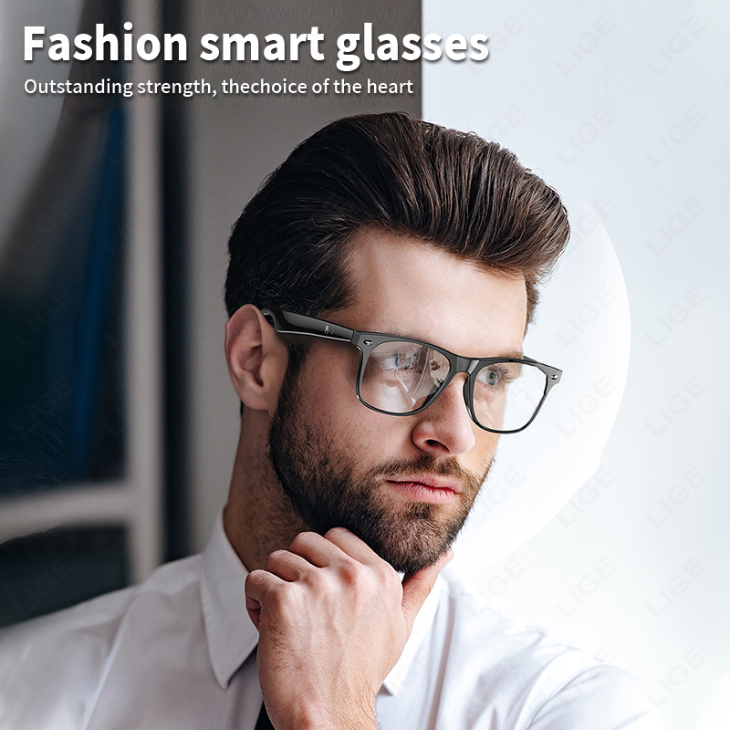 LIGE Smart glasses Wireless call touch key music control translation glasses IP67 waterproof and blue light-proof outdoor sports sunglasses Audio head