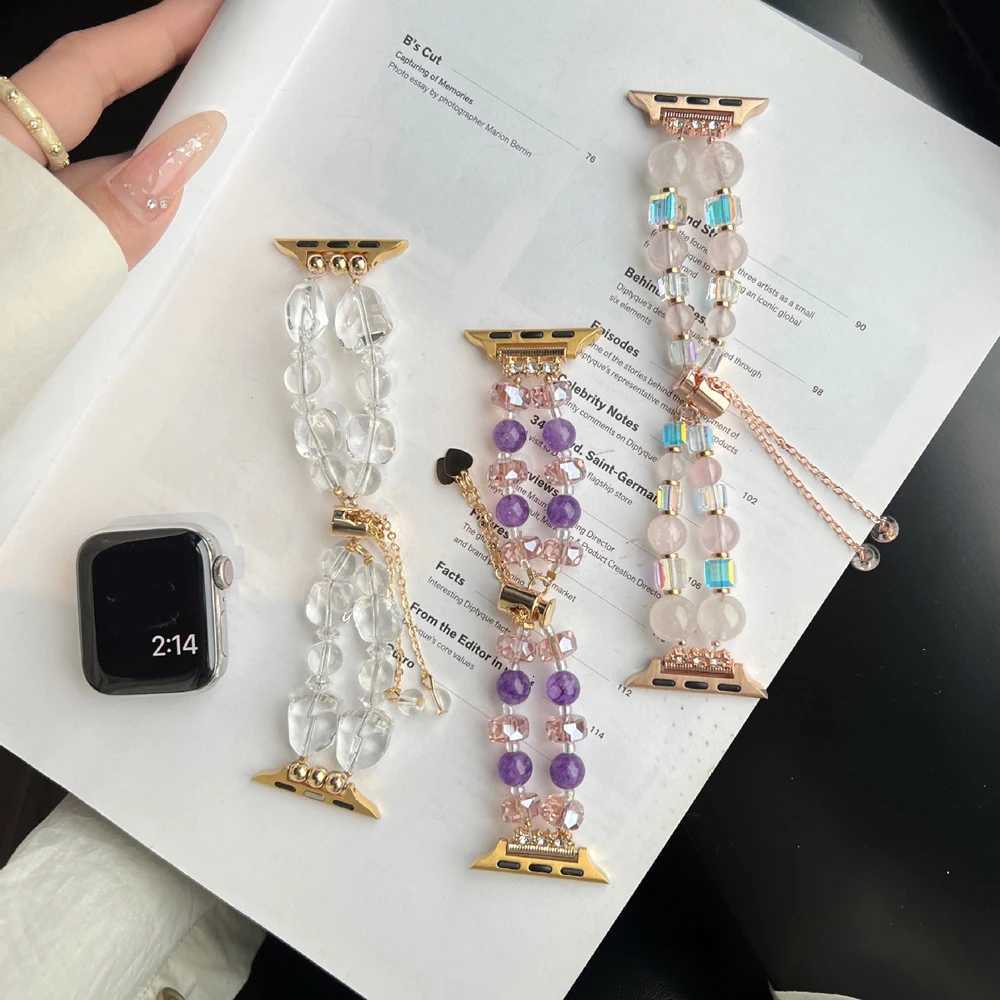 Band For ple tra Series 9 - 1 SE Bracelet Chain Hand Beading For Elegant Girl Gift 42/44/45/49mm And 38/40/41mm Str watchband Y250712