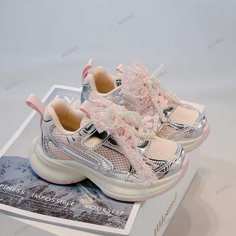 Baby Hot Sale Spring/Autumn Fashion Breathable Thick Sole Bow Beaded Sport Shoes Soft Walking Sports Casual Kid Vulcanized Shoes XJ250712