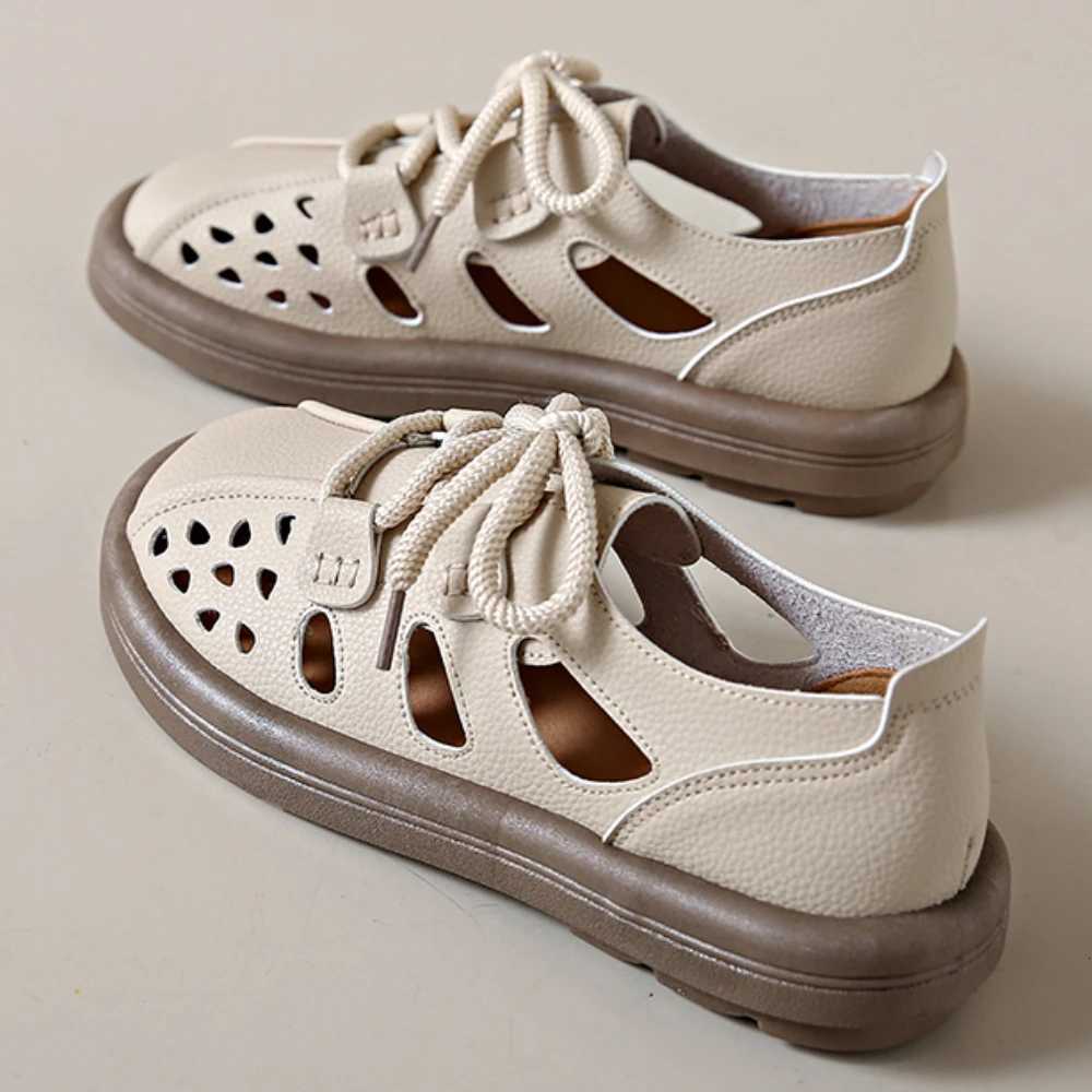 Genuine Leather Women Shoes Summer N-slip Mommy Shoes Women Flats Fi Ladies Casual Sandals Woman Walking Designer Shoes XJ250712