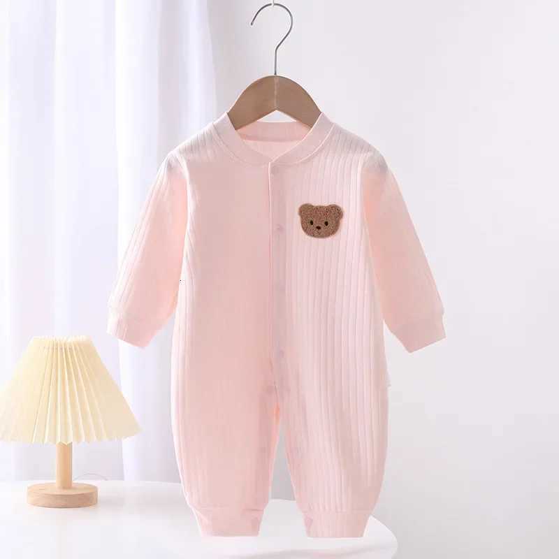 100% Cotton Solid Color Bodysuit One Pieces for Boys and Girls Newborn Rompers 0-24 Months Long Sleeve Loungewear Outfit Thin Cute Design XJ250712