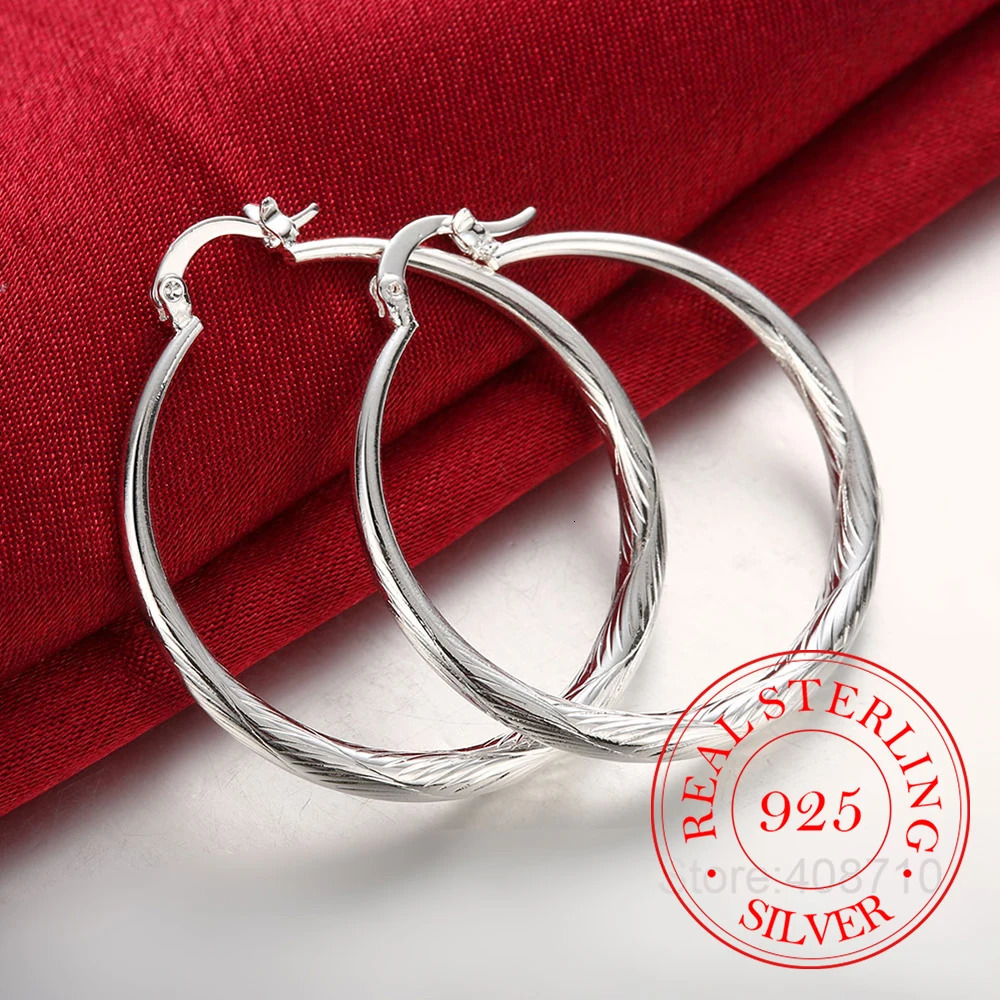 925 Sterling Silver Hip Hop Round Earrings for Women Large Circle 4.0cm Piercing Hoop Earring Dropship Suppliers 250708
