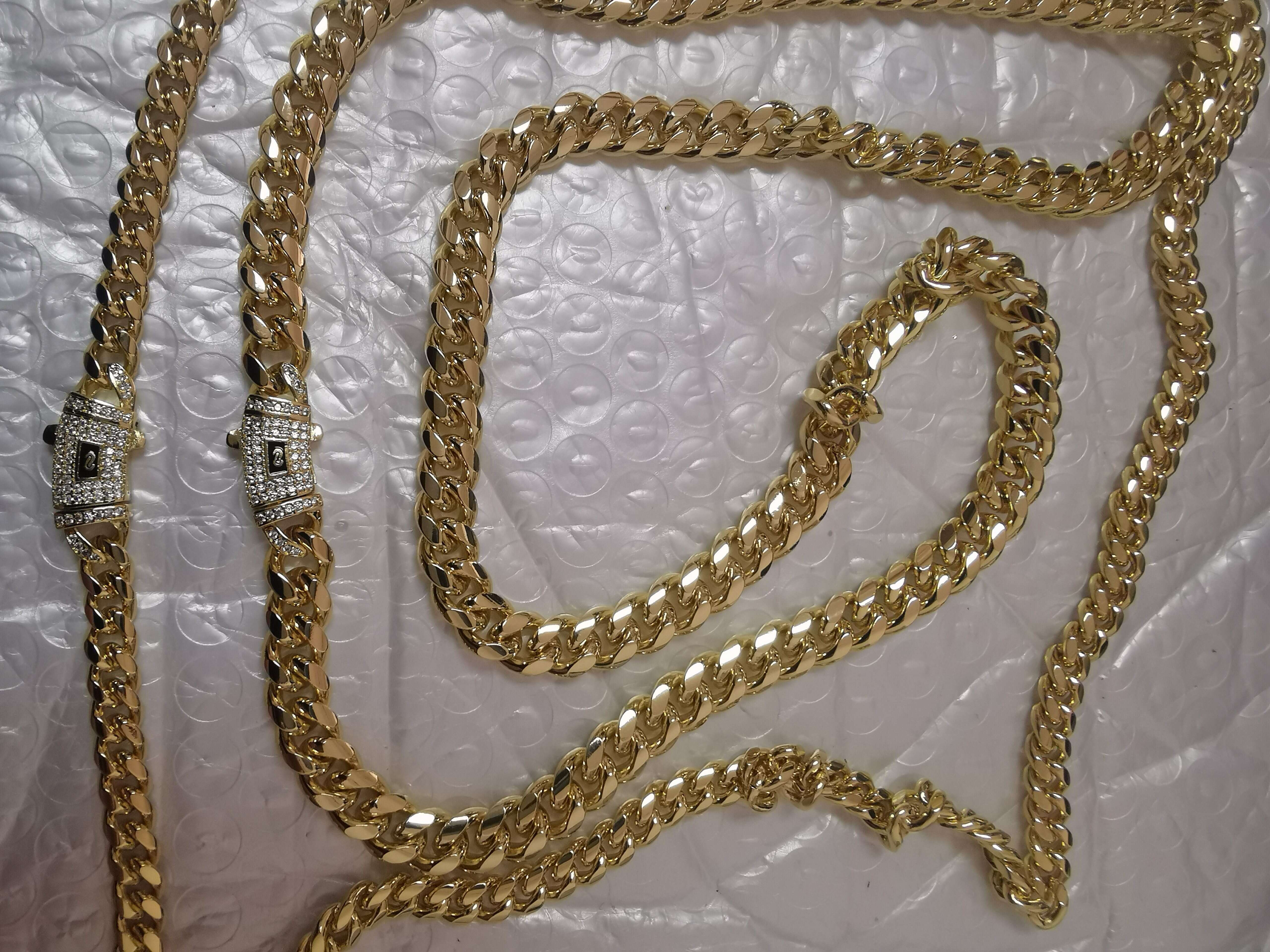 Trendy Anklet Bracelet Necklace Choker 14k Gold Jewelry Cuban Link Chain Gold Cuban Miami Chain 6mm -14mm Miami Chain Unisex