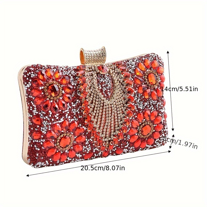 Women Rhinestone Evening Clutch Purses Diamond Handbag Weddings Formal Bag Party Sparkly Crystal Purse