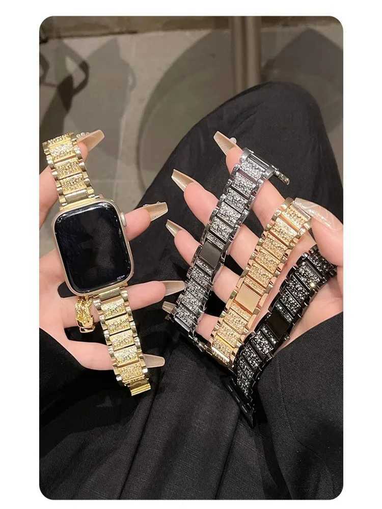 Diamond Bling Str For ple Band 49-45-40mm 44-41mm 46-42mm Metal Belt For I Series 10 9 8 7 SE 6 5 Wen Bracelet watchband Y250712