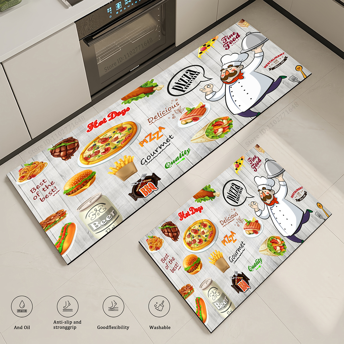 Kitchen Corner Cartoon Chef Pattern Absorbent Entrance Doormats Non-Slip Carpet Living Room Long Large Washable Mat Home Decor H260226