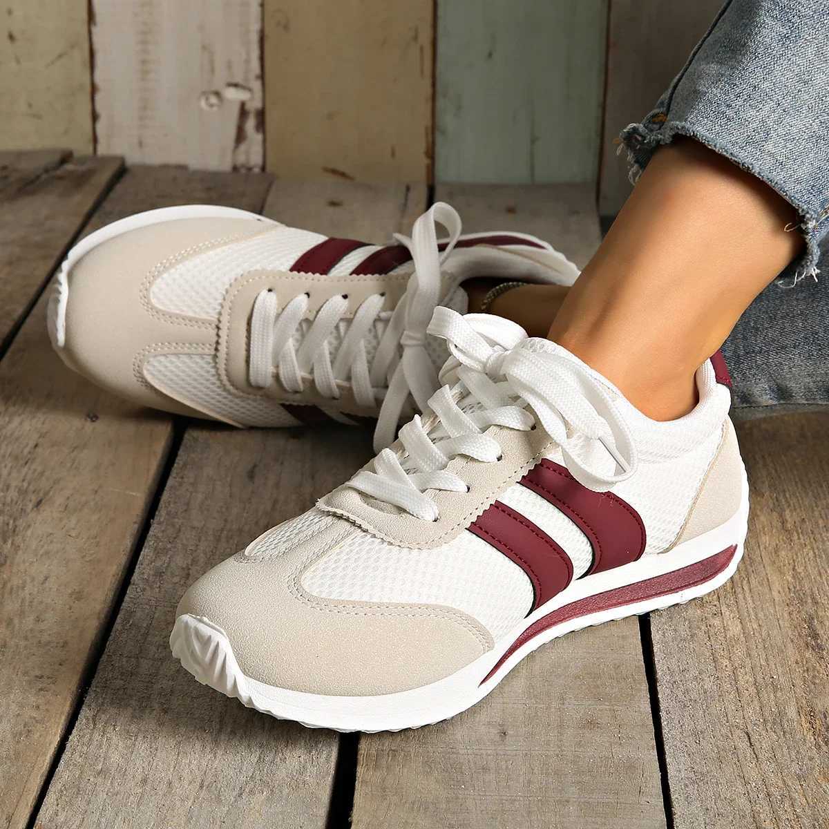 2025 Spring/summer Womens Sneakers Casual Platform Female New Striped Casual Running Shoes Comfortable Vulcanized Shoes XJ250712