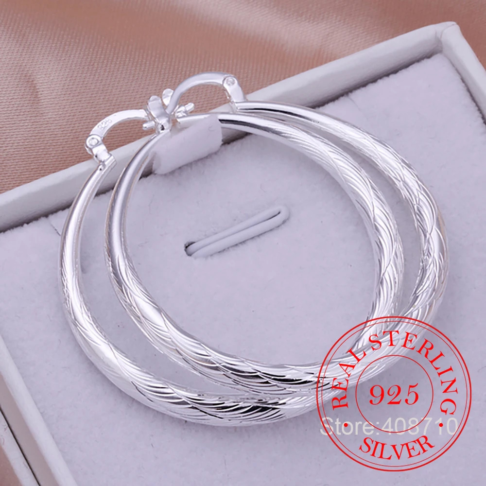 925 Sterling Silver Hip Hop Round Earrings for Women Large Circle 4.0cm Piercing Hoop Earring Dropship Suppliers 250708