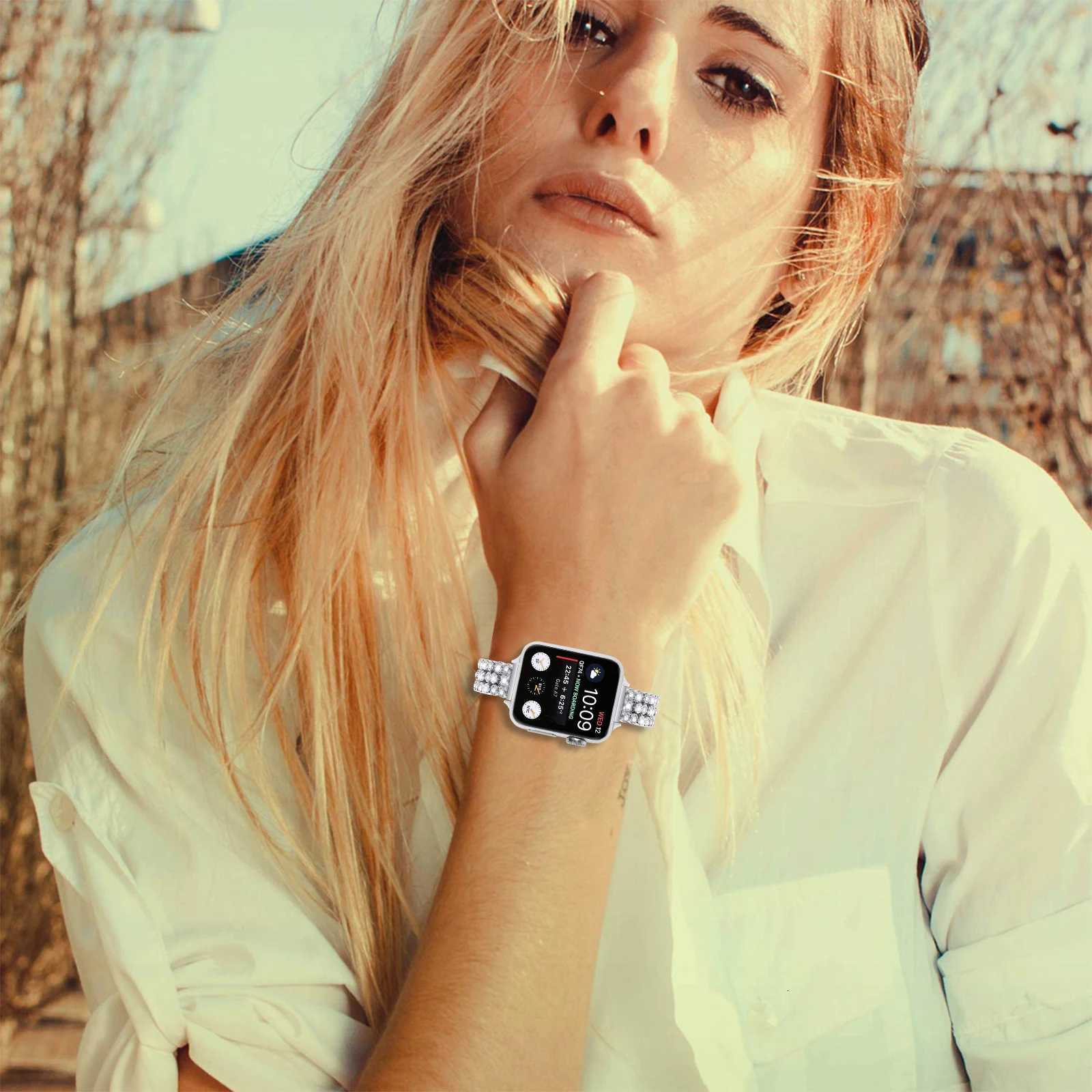 Diamond Metal Str For ple Series 10 9 8 7 6 5 4 3 Women Bracelet i tra 2 Band 49mm 38/40/41/42/44/45/46mm Str watchband Y250712