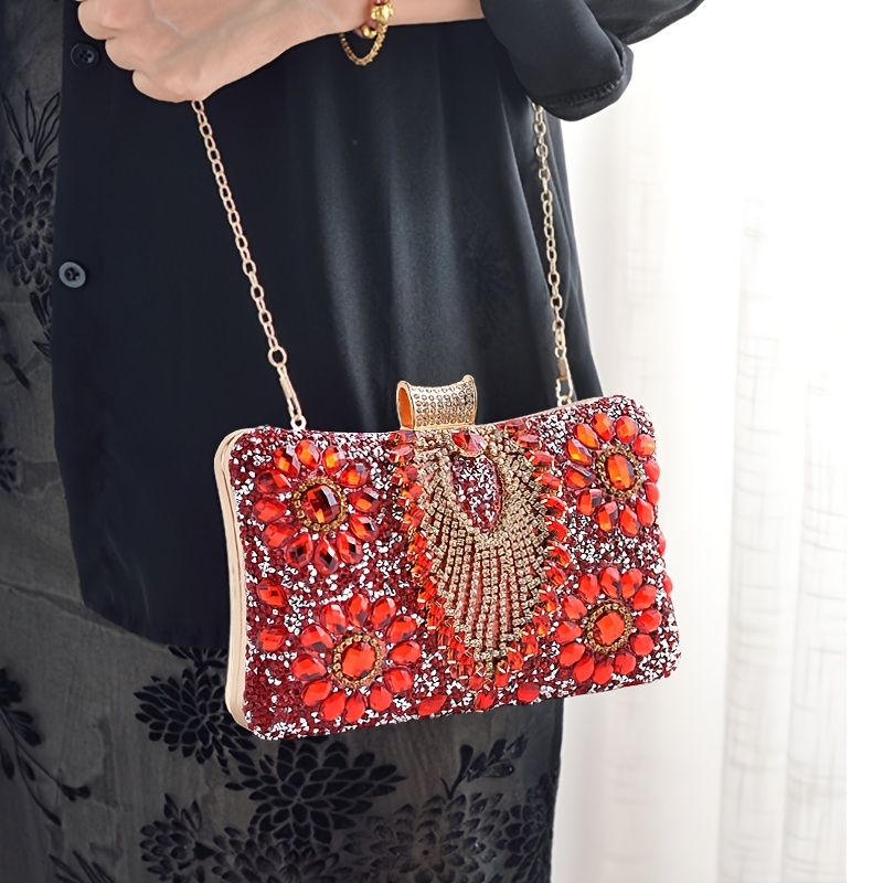 Women Rhinestone Evening Clutch Purses Diamond Handbag Weddings Formal Bag Party Sparkly Crystal Purse