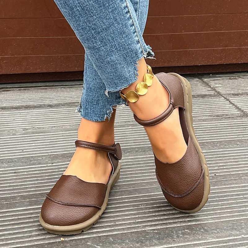 Handmade Genuine Leather Flat Shoes 2025 Summer New Fi Casual Versatile Soft Sole Womens Shoes for Outdoor Walking XJ250712