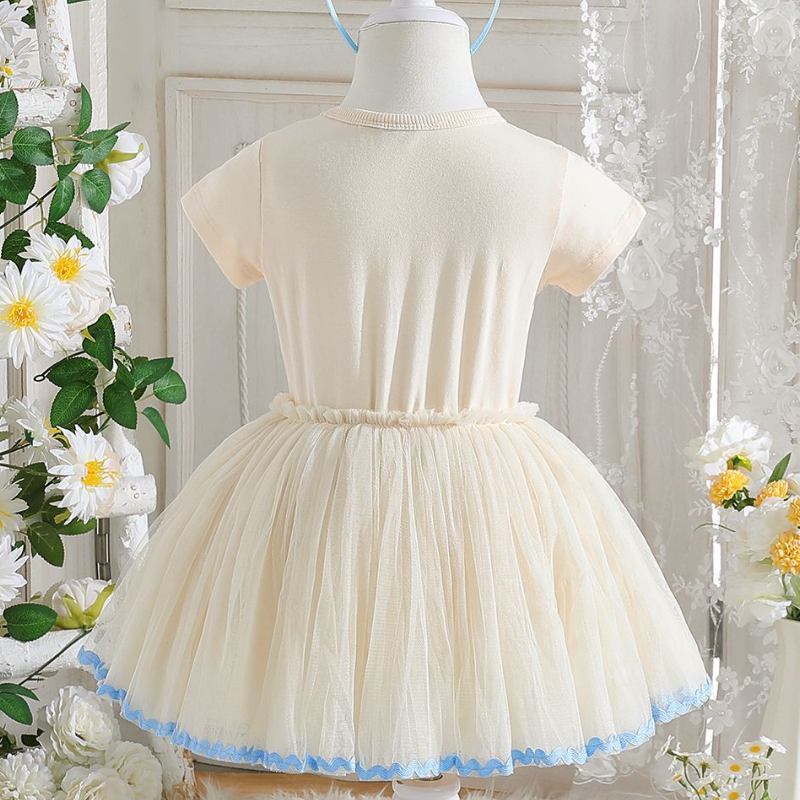 DISNEY Kids designer clothes girls short-sleeved dress birthday party dress summer children's baby puffy net dress little girl's Snow White 