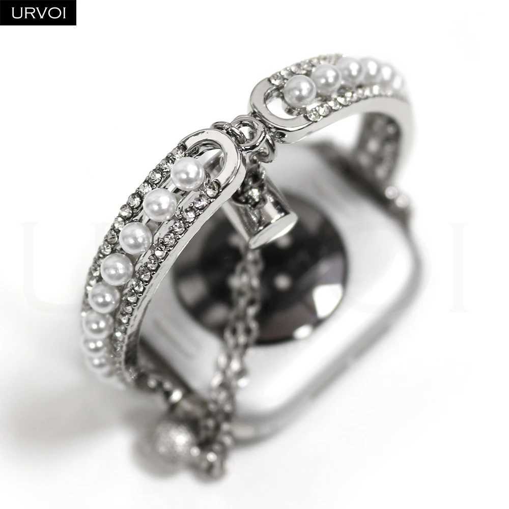 URVOI Band for ple Series 10 9 8 7 6 5 SE Pearl shiny zircon metal Chain bracelet for elegance wristband watchband Y250712