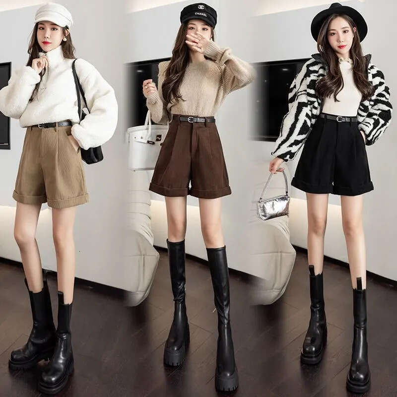 Petite Rolled Hem Suit Shorts For Women Summer New High Waist Straight Loose Fit Wide Leg Casual Pants B5