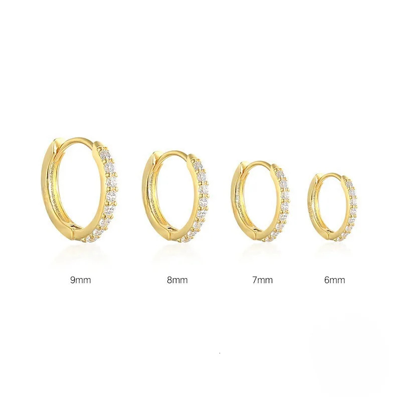Silver Color Simple Fashion Hoop Crystal Zirconia Small Huggie Thin Cartilage Earring for Women Ear Piercing Jewelry Gift 250708