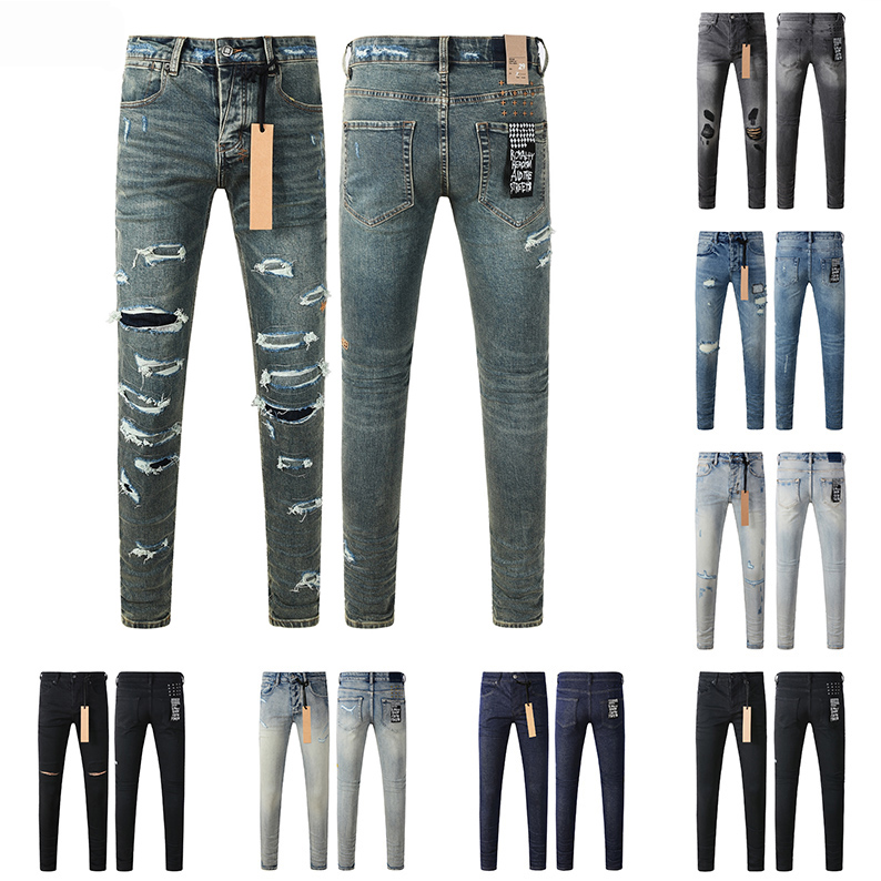 Mens Ksubis Jeans Denim Designer Jeans Men Black Pants High-End Quality Straight Ripped Biker Jean Slim Fit Motorcycle Clothing