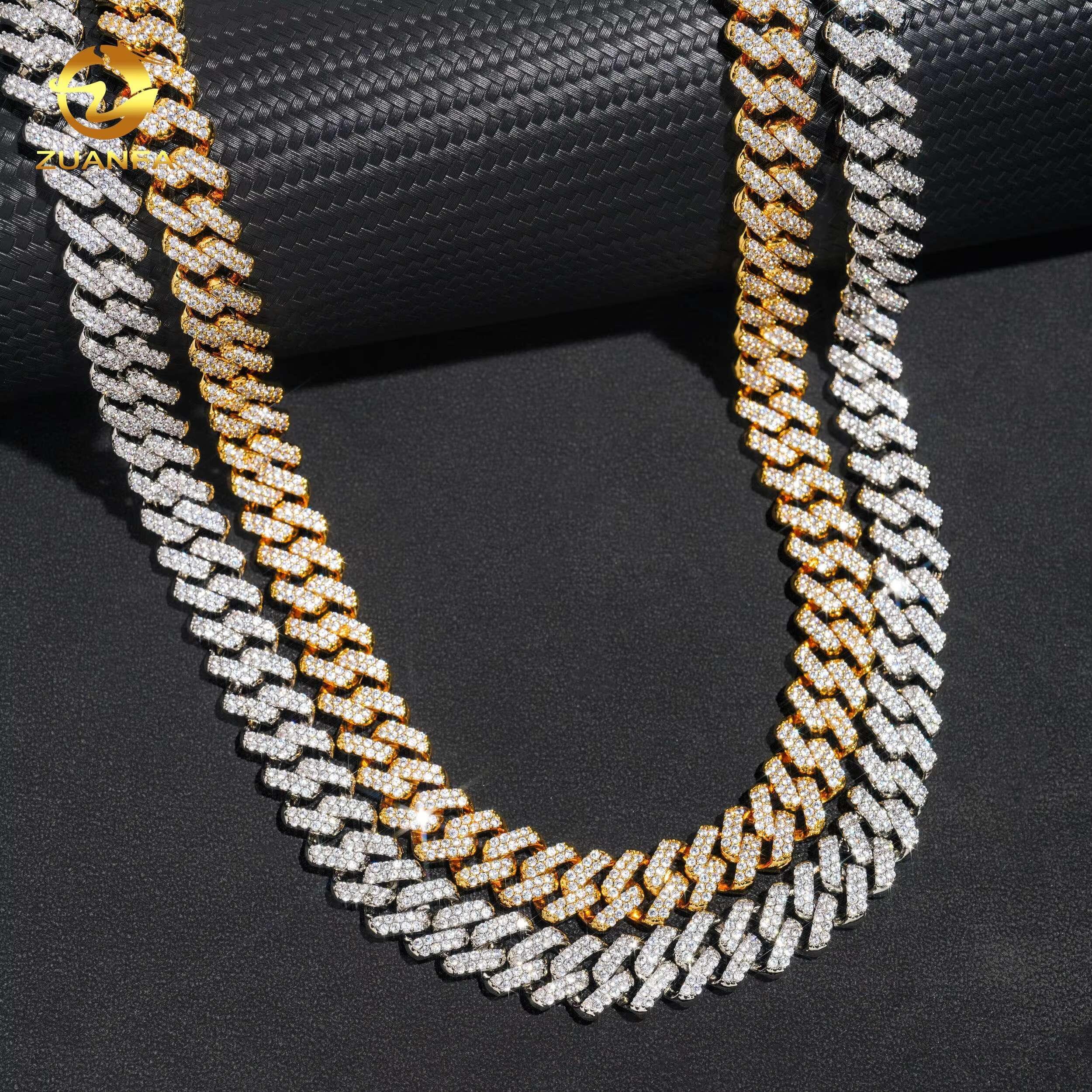 Hip Hop Jewelry Luxury Custom High Quality Brass Zircon 5A CZ Initial Necklace Cuban Link Chain