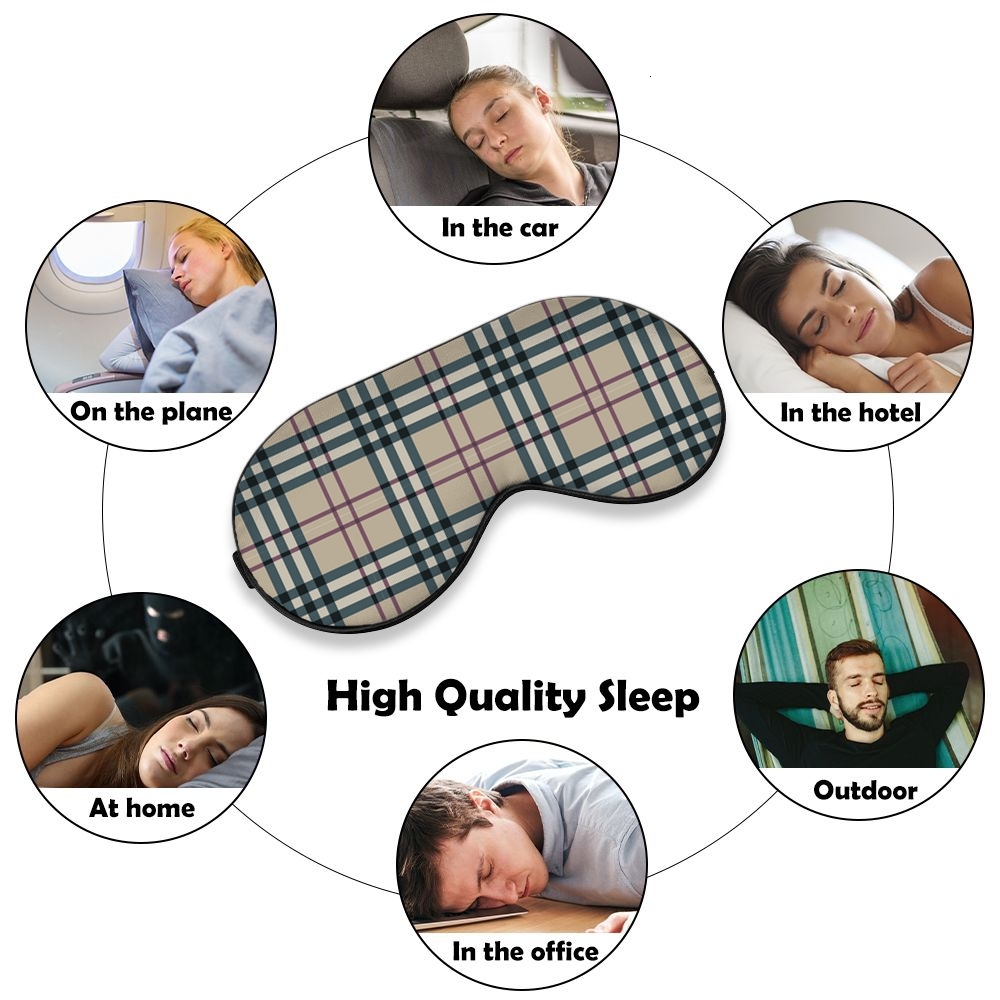 ddmythur sleep eye mask plaid and line pattern