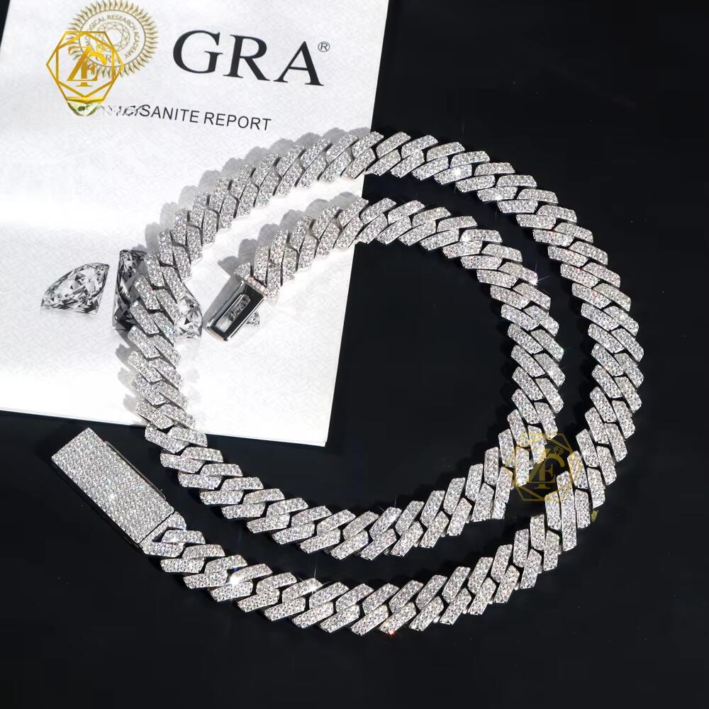 Elegant Diamond-Like Finish: Solid 925 Sterling Sier Necklace featuring Durable Cuban Links