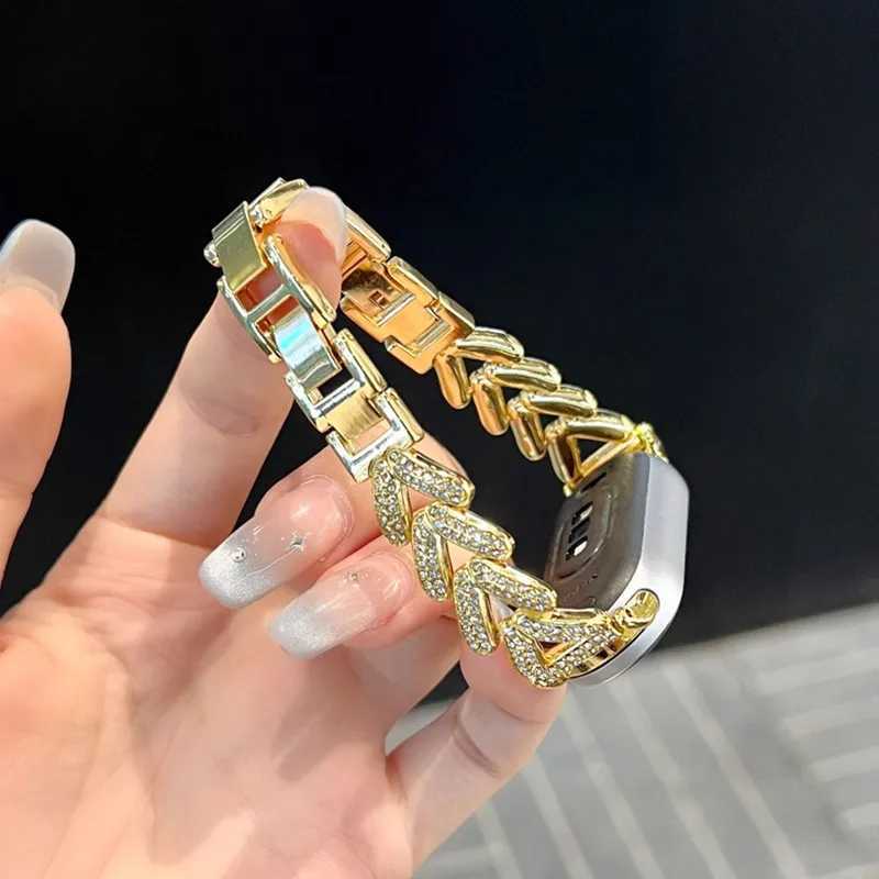 Diamond StainlESS Steel for Mi Band 8 9 Pro Mi 4/5 Metal Bracelet for HuAWei 7 8 9 10 Fit 3/2 StrAPs watchband Y250712
