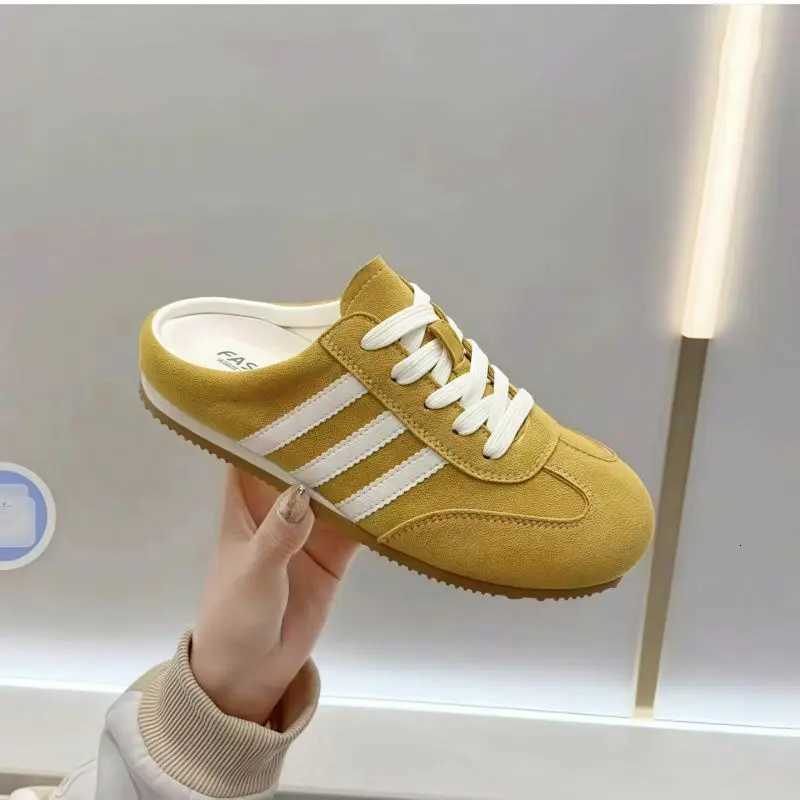 Baotou semi-slippers womens summer wear 2025 new super hot heelless flat German training shoes lazy e-foot womens shoes XJ250712