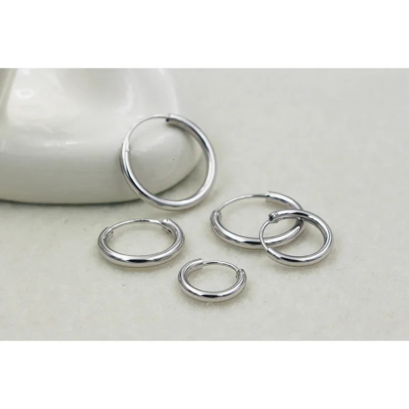Earrings Silver 925 Simple Circle Statement Geometric Hoop Earrings For Men And Women Personalized Hip Pop Punk Jewelry 250708
