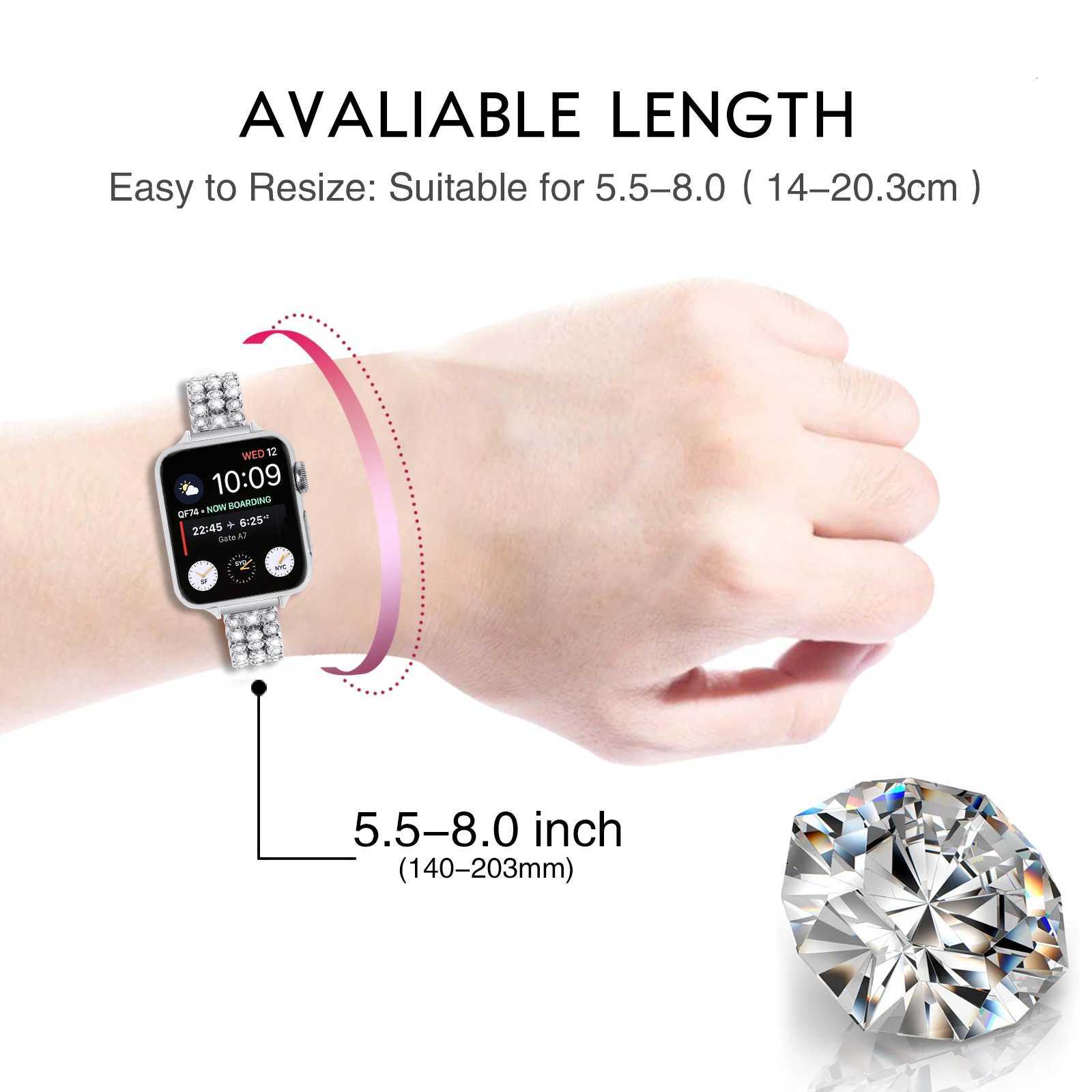 Diamond Metal Str For ple Series 10 9 8 7 6 5 4 3 Women Bracelet i tra 2 Band 49mm 38/40/41/42/44/45/46mm Str watchband Y250712
