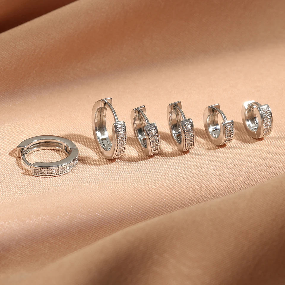 Minimal Hoop Earrings Little Crystal Zirconia Thin Helix Tragus Cartilage Earrings Piercing Jewelry 250708