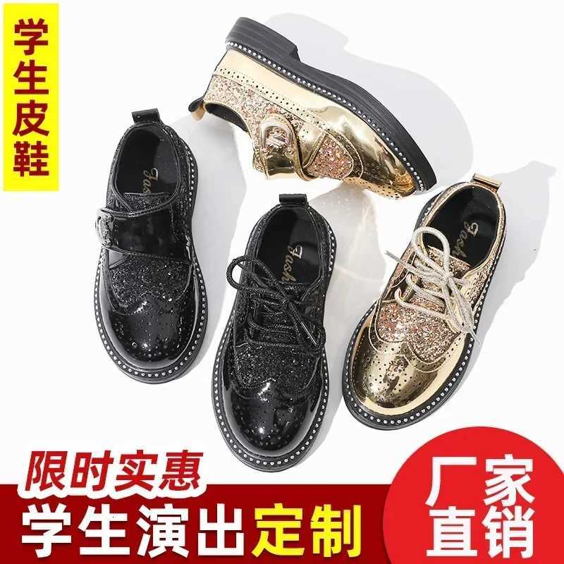 Boys Leather Shoes Spring Autumn Kids New Primary School Black British Style Shoes Children Soft Soles Performance Casual Shoes XJ250712