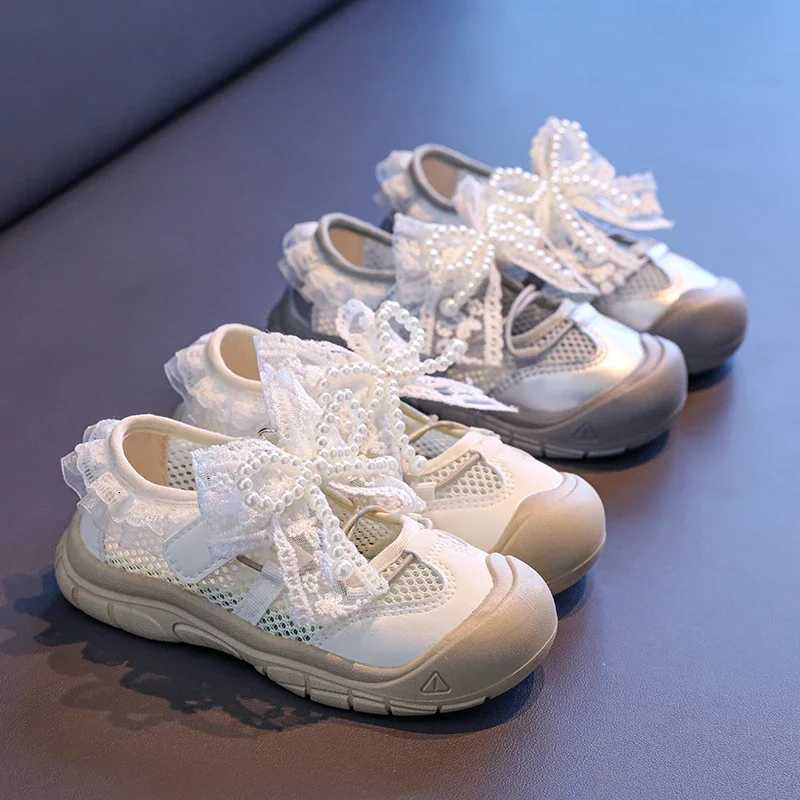 New Children Casual Girls Sports Shoes Summer Breathable Sweet Princess Lace Bowknot Shoes Fashion Kids Mesh Shoes Soft Non-slip XJ250712