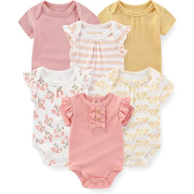 Fashion Baby Boy Girl Bodysuits 6-Pack Casual Cotton Soft Infants Outfit Newborn Clothes W250712