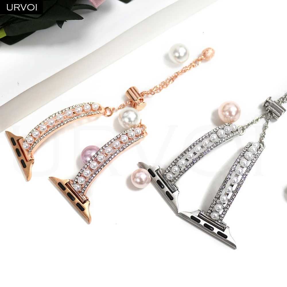 URVOI Band for ple Series 10 9 8 7 6 5 SE Pearl shiny zircon metal Chain bracelet for elegance wristband watchband Y250712