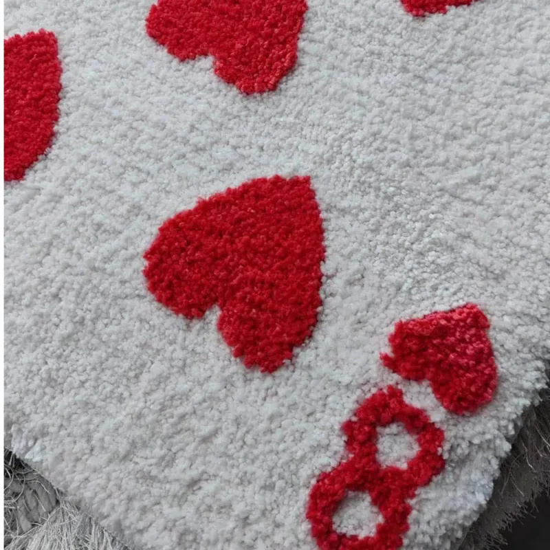 Poker Red Love Carpet Rectangular Card Heart Rug Living Room Bathroom Bedroom Doormat Tufted Soft Plush Floor Mat Pad H260226