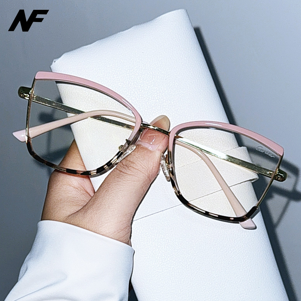Designer Luxury Glasses, Personalized Patchwork Color Blocks, Women's Anti-blue Light Glasses, Fashionable Look, Metal Glasses, Sunglasses