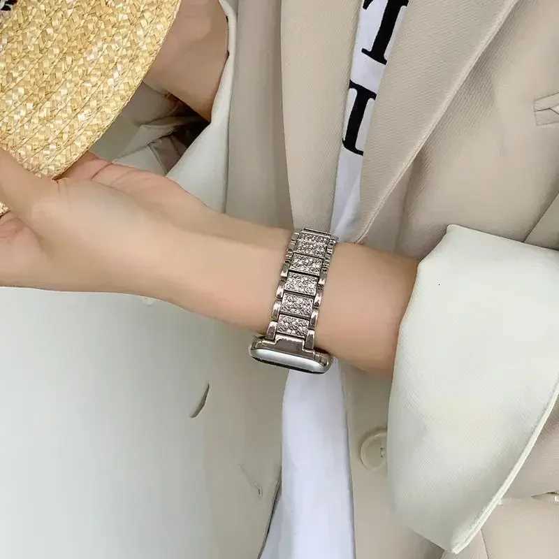 Diamond Bling Str For ple Band 49-45-40mm 44-41mm 46-42mm Metal Belt For I Series 10 9 8 7 SE 6 5 Wen Bracelet watchband Y250712