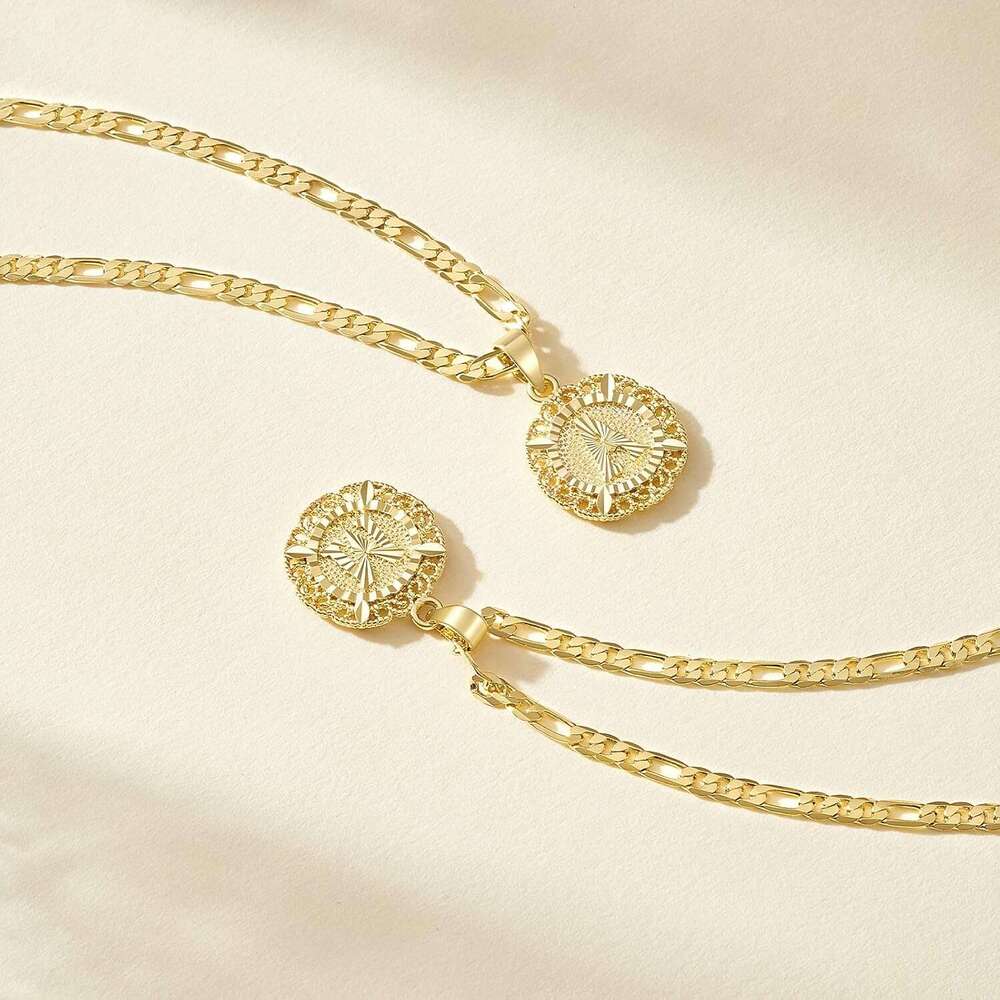 Necklace for Women 14K Gold Plated Round Letter Pendant Capital Monogram Necklace Alphabets From 26 letter Chain Hip Hop Jewelry