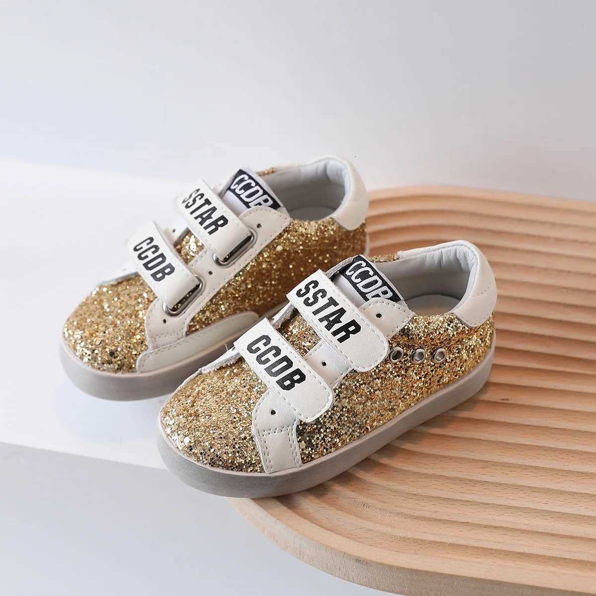 2025 Autumn Childrens Boys Girls Genuine Leather Sequin Magic Sticker Dir Sneakers Kid Toddler Casual Flats Single Shoes XJ250712