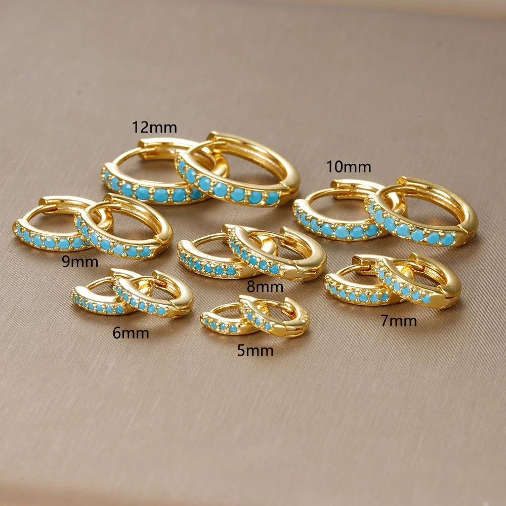 2PCS Stainless Steel Minimal Hoop Earrings Blue Crystal Zirconia Small Huggie Cartilage Earring Helix Tragus Piercing Jewelry 250708