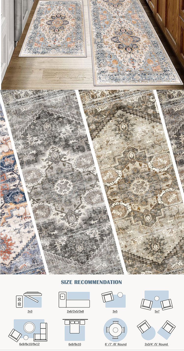 VIKAMA BOHE Crystal Velvet Carpet High And Low Texture Kitchen Bathroom Living Room Rug Foldable Wash Floor Mat Home Decor H260226