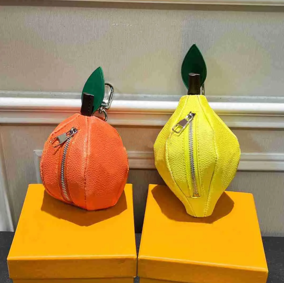Lemon Orange Bag Charms Keychain Designer Mens Womens Portable Keychain Unisex Classic Bag Charm Mini Coin Purse bag Fashion Keychains