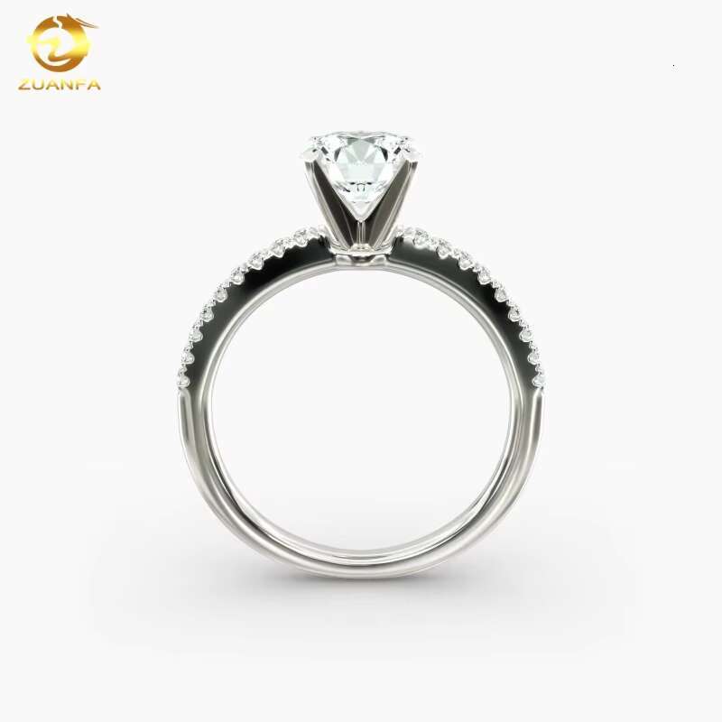 Hot Sale Soild Gold Wedding Gift Riviera Pave Diamond Engagement Ring in 14k White Gold