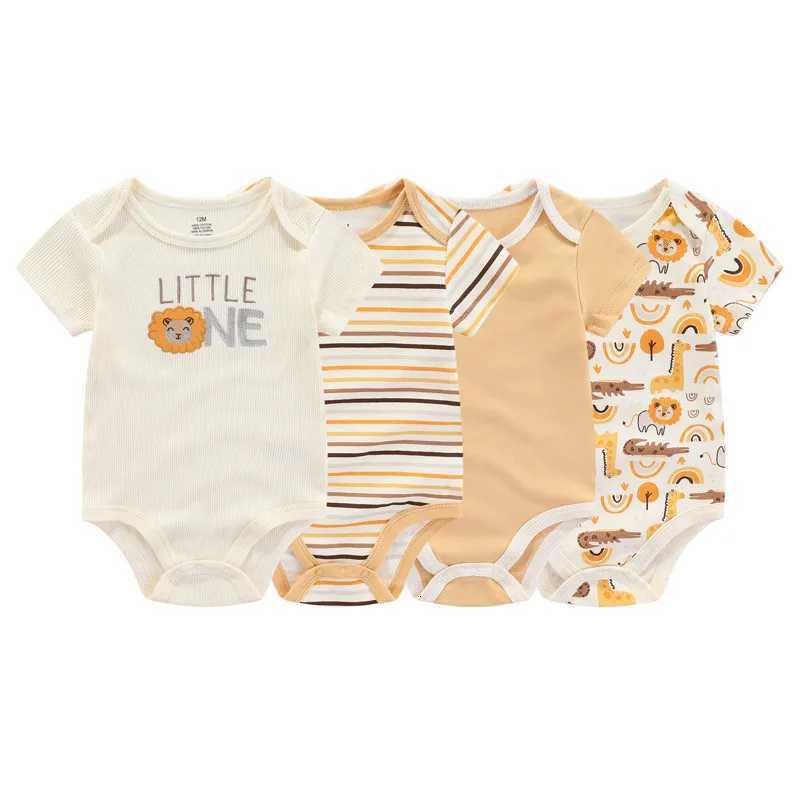 4pcs Fashion Short Sleeve Baby Boy Girl Bodysuit 100% Cotton Newborn Boy Girl Clothes XJ250712