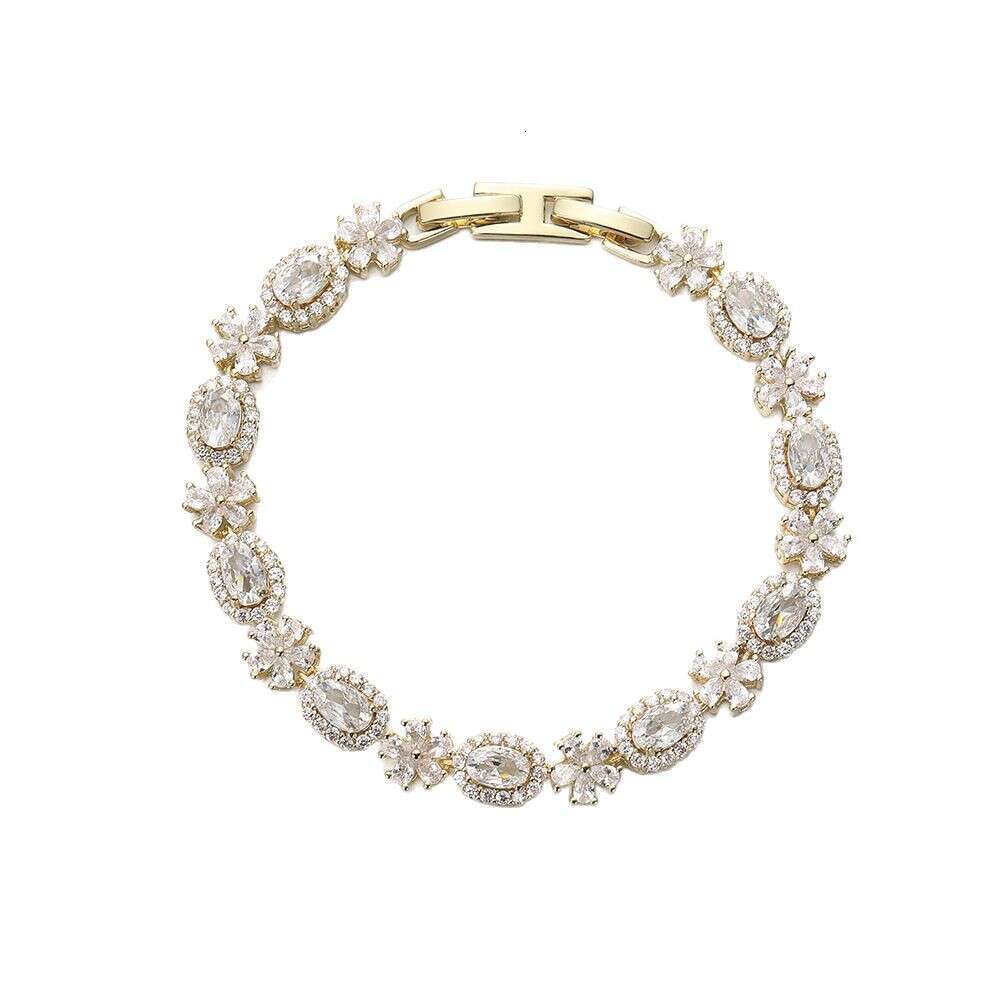 INS Luxury jewelry designer bracelet gold silver bracelet clover multicolour moissanite fashionable high-end Roman minimalist zircon bracelet tassel b