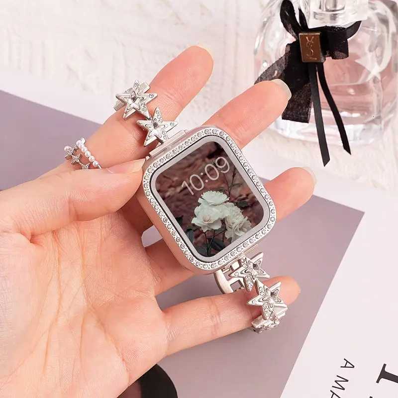 Slim Metal Band for ple Girls Strap 49 45 44 42 46 40 41mm Bling Diamond Bracelet Jewelry Star Str for i S10 9 8 watchband Y250712