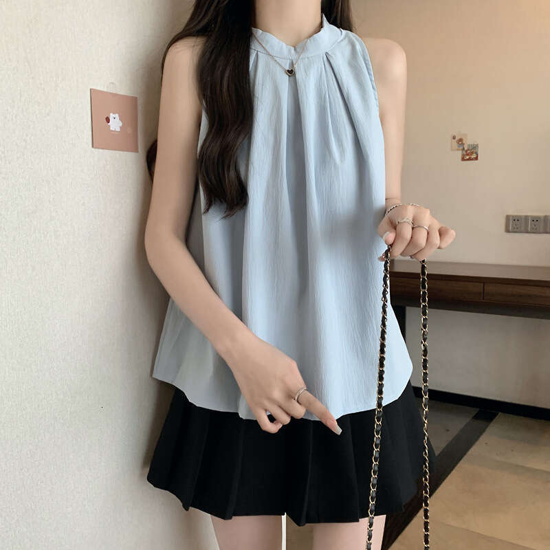 Plus Size Outerwear Halter Neck Camisole Women New Style Slimming Belly Covering Loose Sleeveless Top For Summer B5