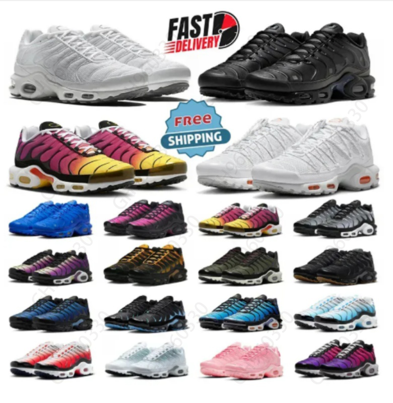 free shipping Promo chaussures running shoes for men women tn plus solde route trail trainers Triple Black White Grey Bleu Blanc