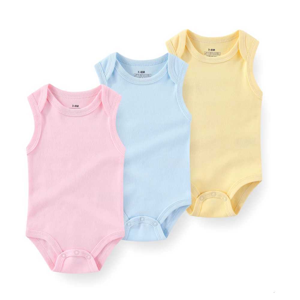 1/3 Pieces Solid Color Sleeveless Baby Unisex Bodysuits Cotton Newborn Boy Girl Summer Infant Clothes XJ250712