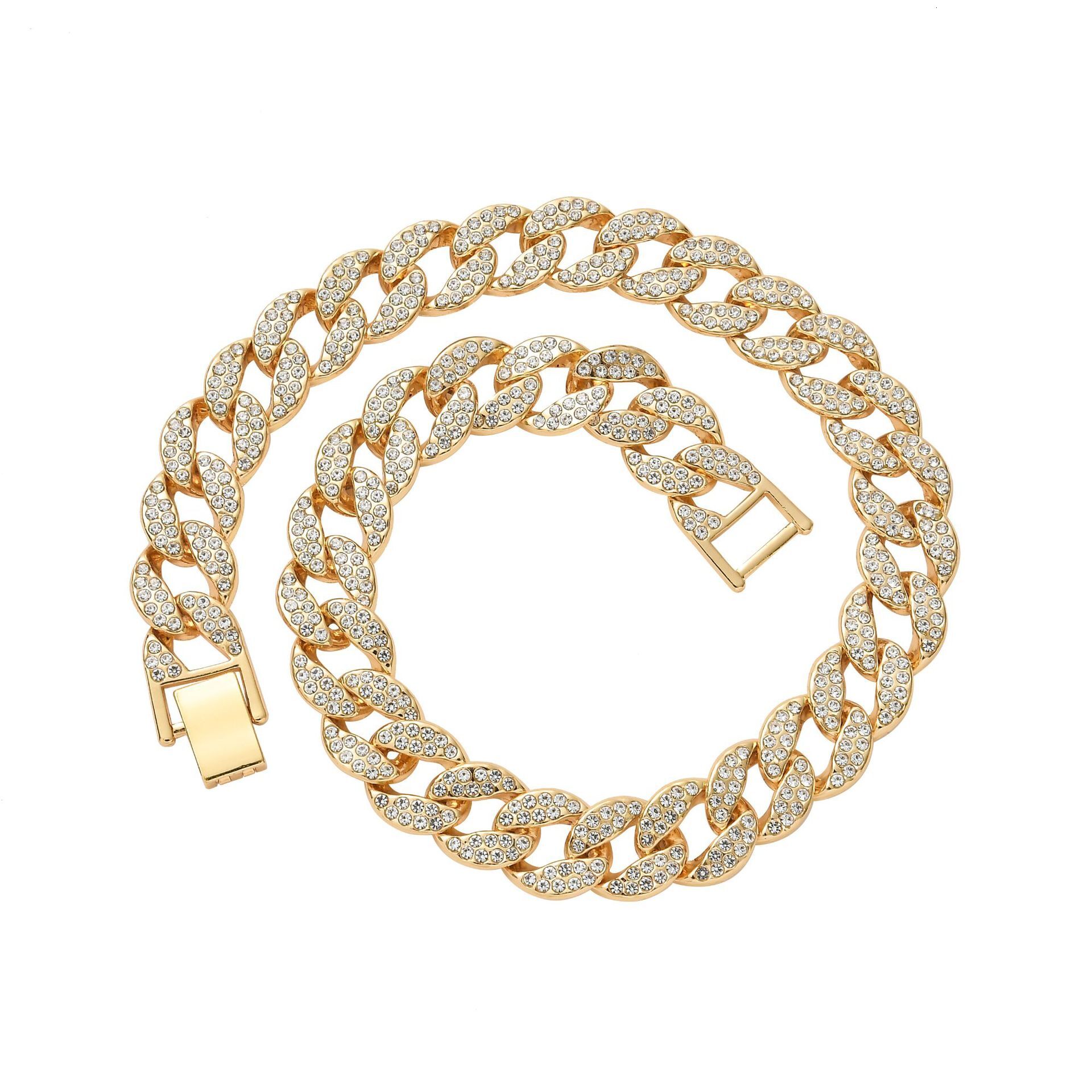 Luxury Jewelry Designer Jewelry Alloy Round Gold Hip-hop Necklace Jewelry Chain Wholesale Non-fading With Diamonds Export Exclusive Men's Necklac