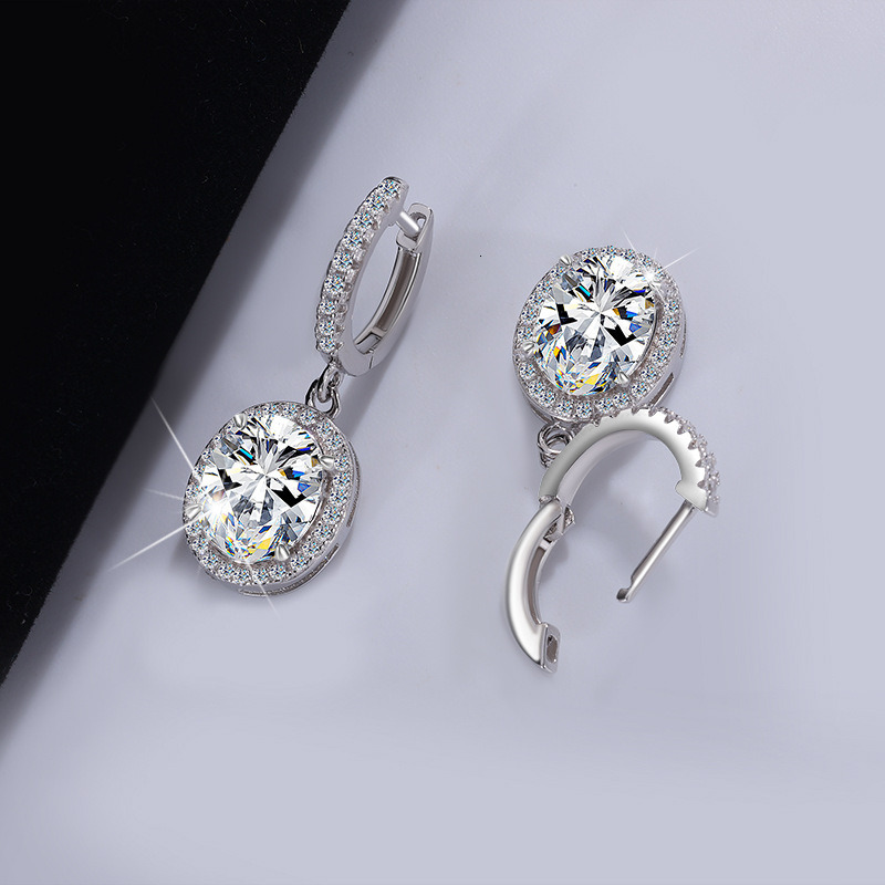 Moissanite S925 sterling silver classic egg shaped earrings with irregular Moissanite diamond earrings for women's fashionable high-end ear acces